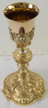 Antique solid silver gilt French Baroque Chalice